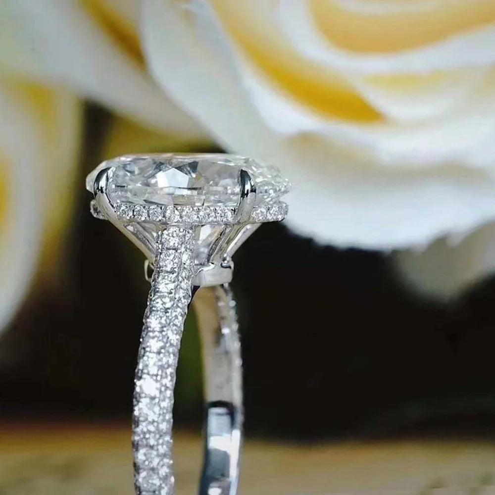 8Carat Oval Cut Moissanite Half Eternity Ring for Women 925 Sterling Silver - Empire P.E