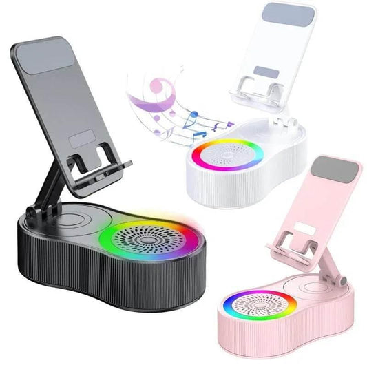 Wireless Speaker with Colorful Ambient Light 360°rotatable Adjustable FoldingLift-non-slip Phone Holder 5.3 HDSurround Subwoofer - Empire P.E