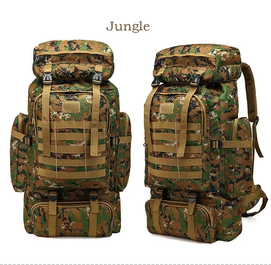 80L Waterproof Molle Camo Tactical Backpack Military Army Hiking Camping Backpack Travel Rucksack Outdoor Sports Climbing Bag - Empire P.E