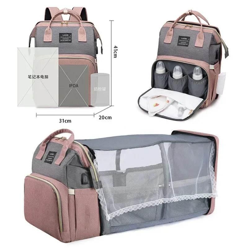 New Multifunctional Mother and Baby Bag Mom Bag Bottle Backpack Folding Sleeping Changing Bag Diaper Backpack - Empire P.E