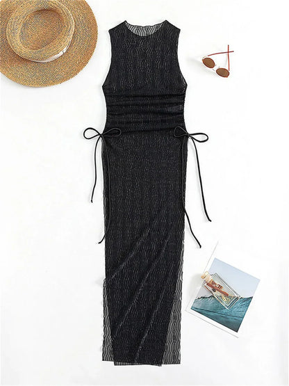 Sexy Mesh High Slit Dress Cover-Ups
