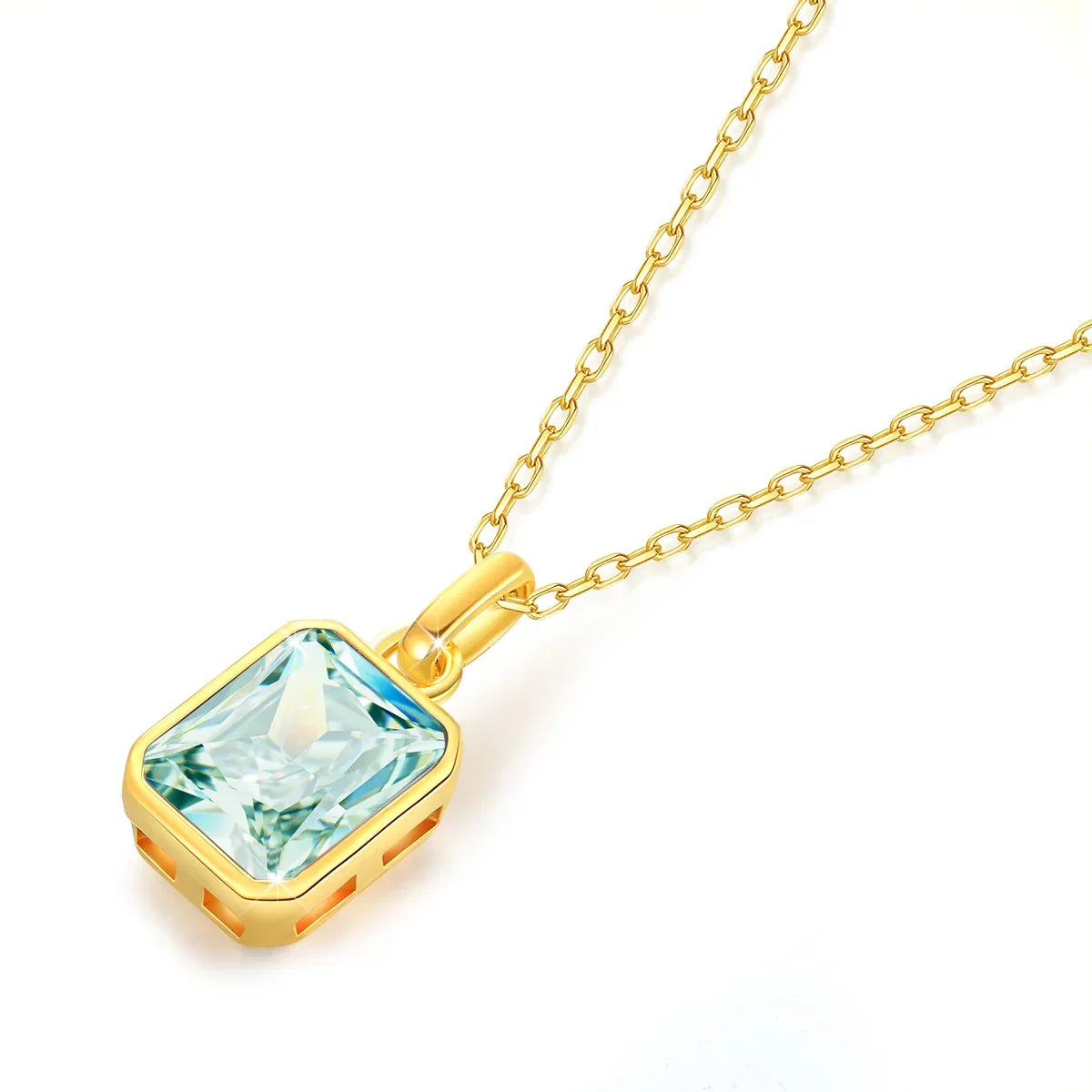 8*10mm Moissanite Necklace Real 18K Gold Pendant Colored Gemstone for Women - Empire P.E