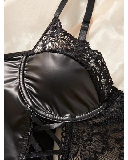 Toucheart Sexy Sexy Pajamas Fishnet PU Leather - Empire P.E