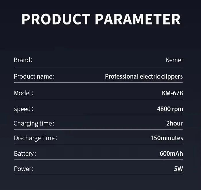 Kemei KM-2628 KM-678 KM-2024 Professional Electric Hair Clippers Rechargeable - Empire P.E