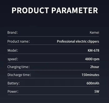 Kemei KM-2628 KM-678 KM-2024 Professional Electric Hair Clippers Rechargeable - Empire P.E