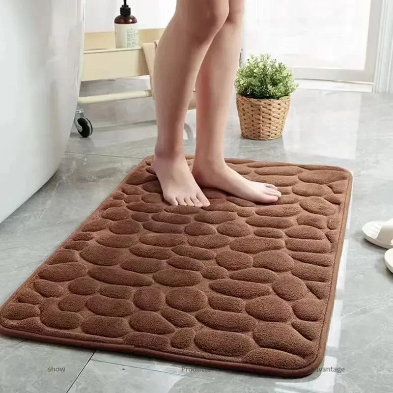 3D Non Slip Bathroom Mat Cobblestone Embossed - Empire P.E