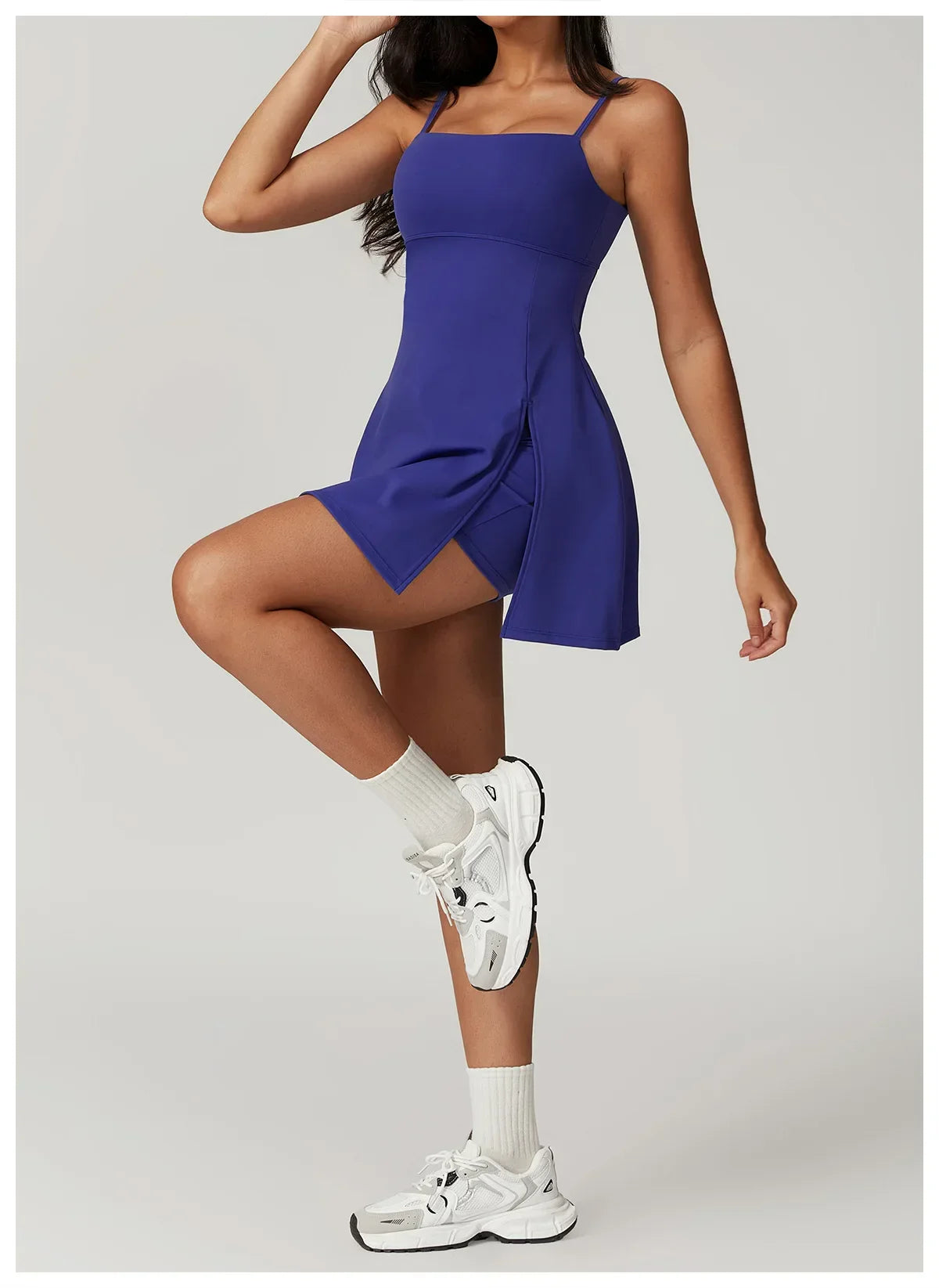 Skinny One-piece Tennis Dress Outdoor Slim-fit Shock-proof Hollow Out Backless Running Fitness Yoga Clothes Tights Tennis Skirt - Empire P.E