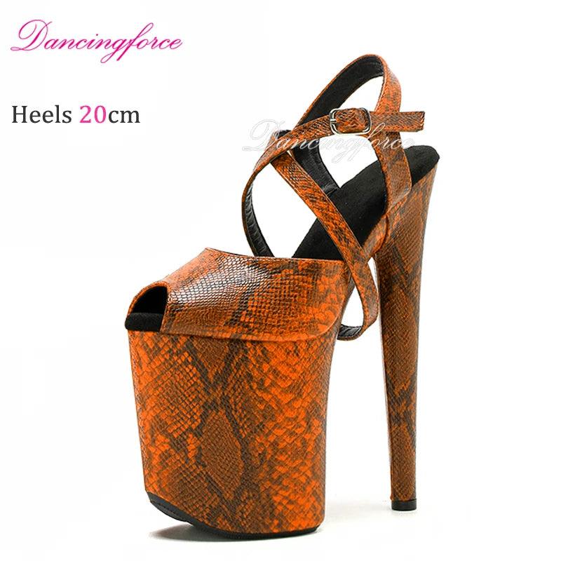 20CM/8inches Snake Print Stripper Pole Dance Shoes - Empire P.E