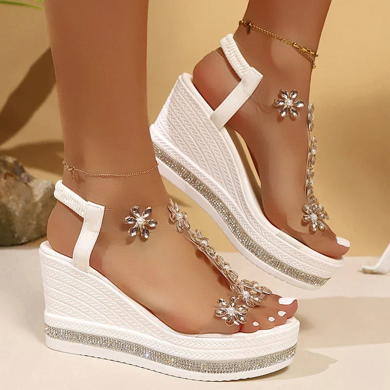 Elegant Rhinestones Flowers Sandals