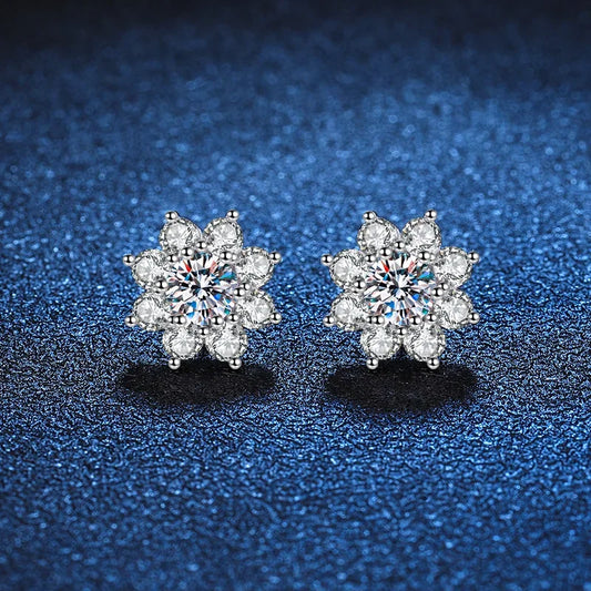 925 Sterling Silver 0.5 Carat Moissanite Diamond Sunflower Earrings - Empire P.E