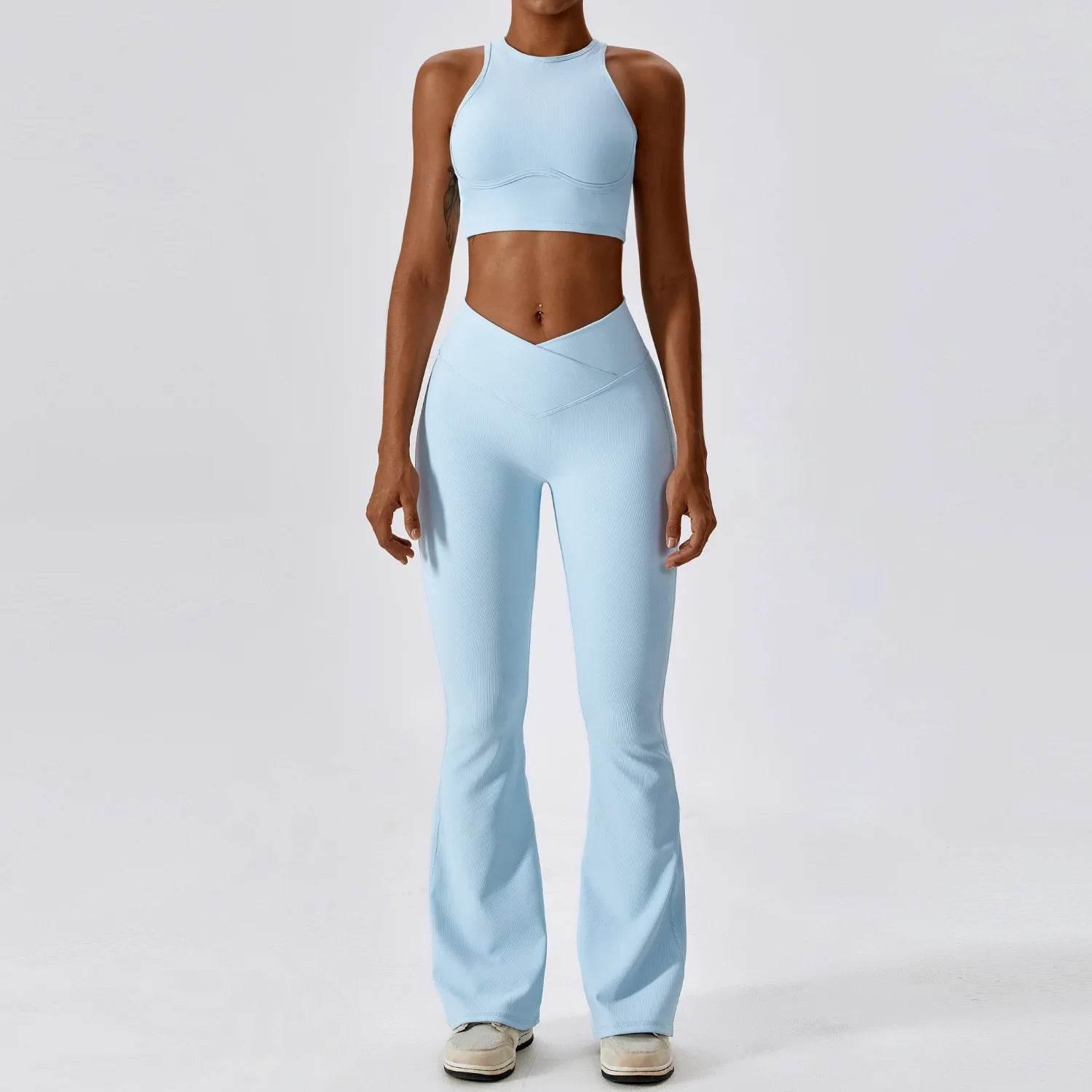 2PCS Seamless Yoga Set Gym Clothes Sportswear Yoga Suits For Women Fitness Rib Tracksuits Sports Bra Gym Leggings Sports Suits - Empire P.E