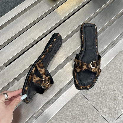 New Women Fashion Leopard Print Flip Flops