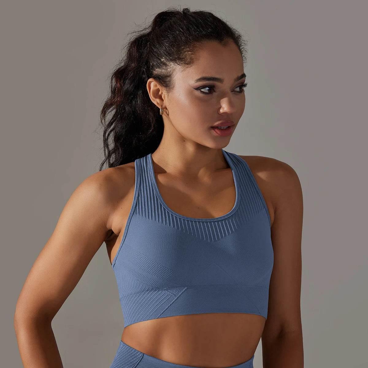 Women Yoga Set Seamless Gym Sportswear Long Seelves High Waist Leggings Sports Clothing Set Fitness Bra Vest Shorts Tracksuit - Empire P.E