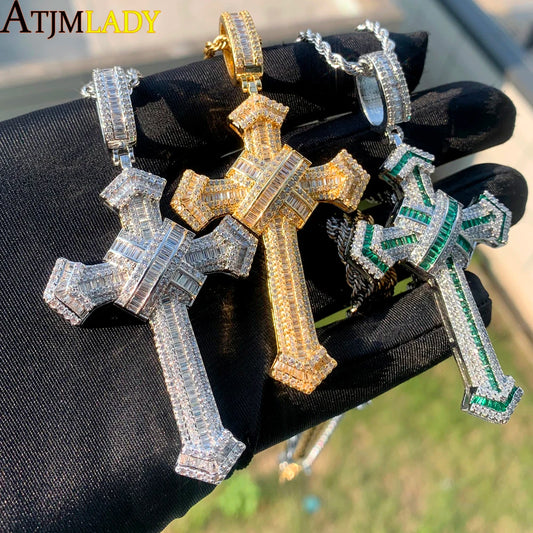 2025 New Cross Pendant Iced Out Zircon Necklace
