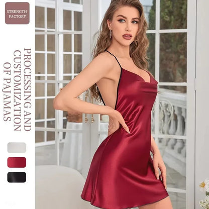 Fashion Solid Color V-neck Home Nightgown - Empire P.E