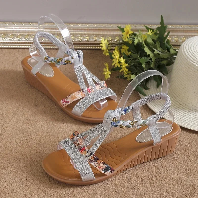 Women's Summer Bohemia Rhinestones Casual Platform Sandals