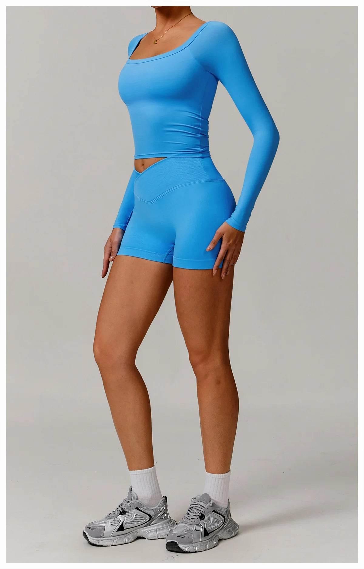 Women Yoga Shirts Crop Tops Long Sleeves Shirts for Women Yoga Sports Fitness Gym Clothing Running Workout Tops Sports Shirts - Empire P.E