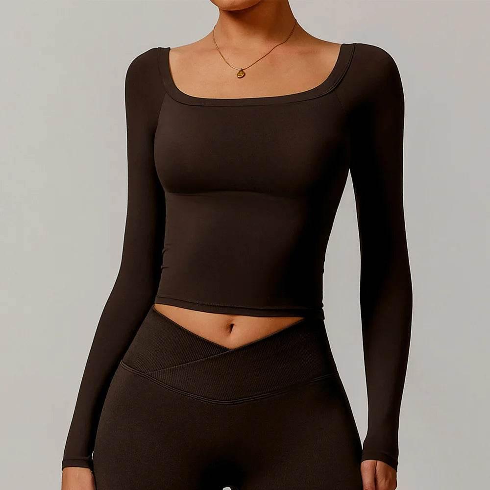 Women Yoga Shirts Crop Tops Long Sleeves Shirts for Women Yoga Sports Fitness Gym Clothing Running Workout Tops Sports Shirts - Empire P.E