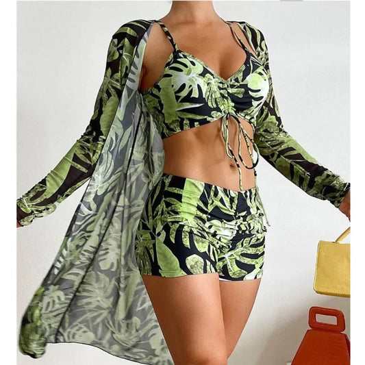 2025 Print Three-Piece Swimsuits Tankini Sets