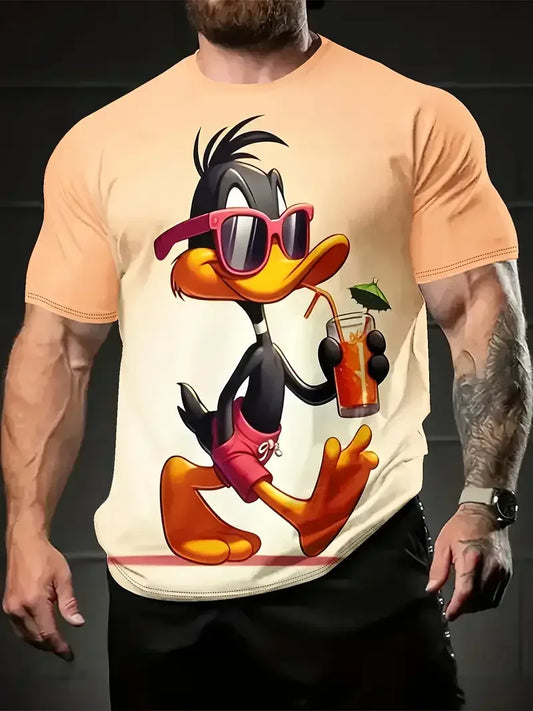 Funny Men's T Shirt Cartoon Duck Print - Empire P.E