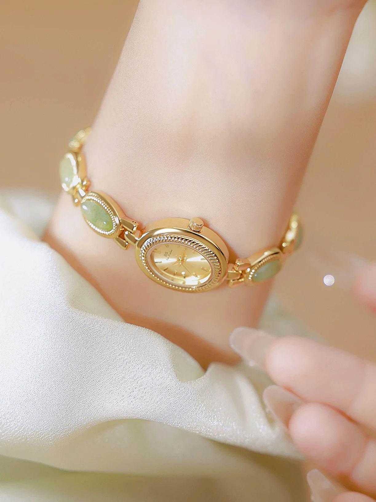 UTHAI Women's Watch Ladies Bracelet Luxury Brand Waterproof Retro Natural Dongling Stone Hotan Jade Advanced Chain Watches Gift - Empire P.E