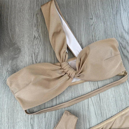 3 Piece Bikini Women Swimsuits 2025 Female Swimwear Beachwear Swimming Suit Bathing Suit Bikini Set One Shoulder Biquini - Empire P.E