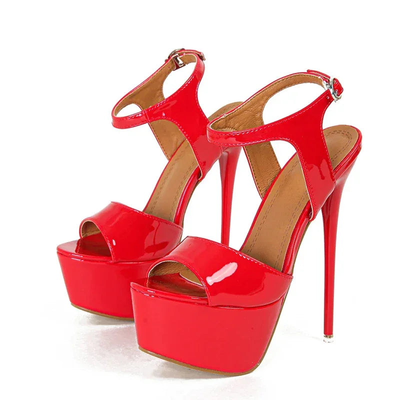 Liyke Big Size 45 46 Leather Super High Heels Platform Sandals - Empire P.E