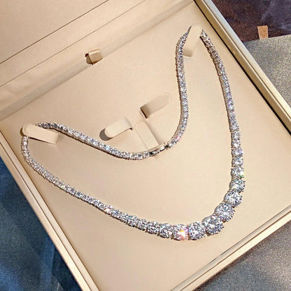 Tennis Diamond Necklace 100% Real 925 Sterling Moissanite Jewelry - Empire P.E