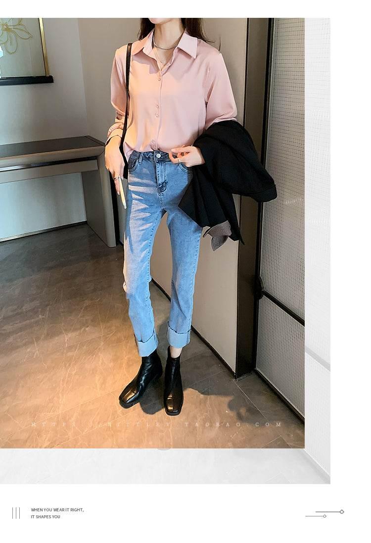 Plus Size Shirts Spring Summer Fashion Female Long Sleeve Loose Solid Blouse Tops Casual Chiffon Shirt Women Office Lady Shirts - Empire P.E