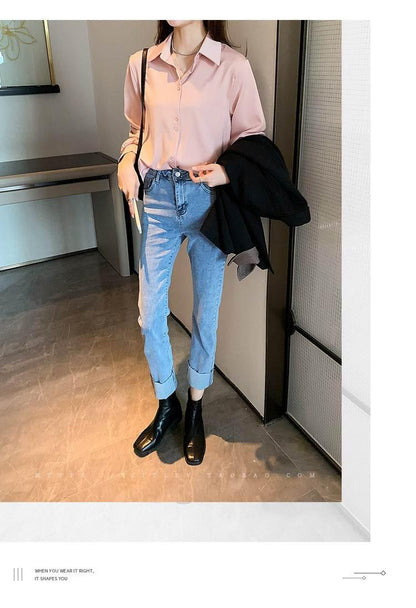Plus Size Shirts Spring Summer Fashion Female Long Sleeve Loose Solid Blouse Tops Casual Chiffon Shirt Women Office Lady Shirts - Empire P.E