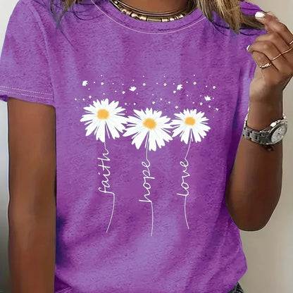 2024 New Women's Flower Print Party T-shirt