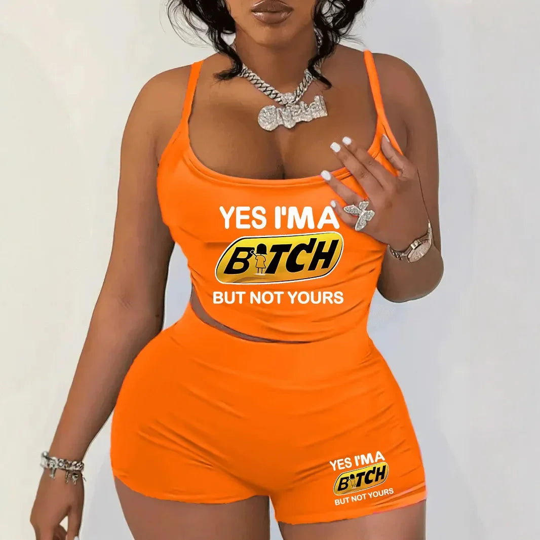 Sexy Spaghetti Strap Crop Tops And Short 2 Piece Sets - Empire P.E