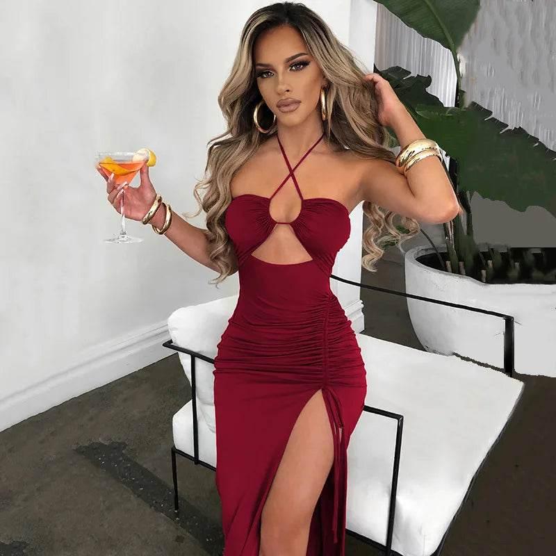Sleeveless Sexy Female Midi Backless Dresses Slim Night Club Party Women's Dress Bodycon Vestidos Elegantes Para Mujer - Empire P.E