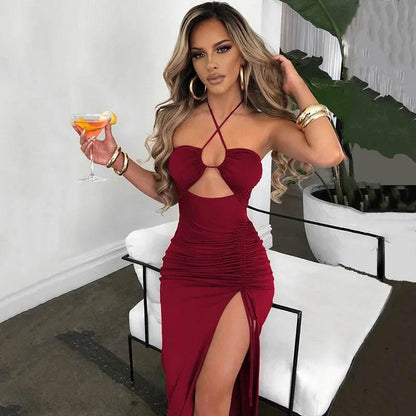 Sleeveless Sexy Female Midi Backless Dresses Slim Night Club Party Women's Dress Bodycon Vestidos Elegantes Para Mujer - Empire P.E