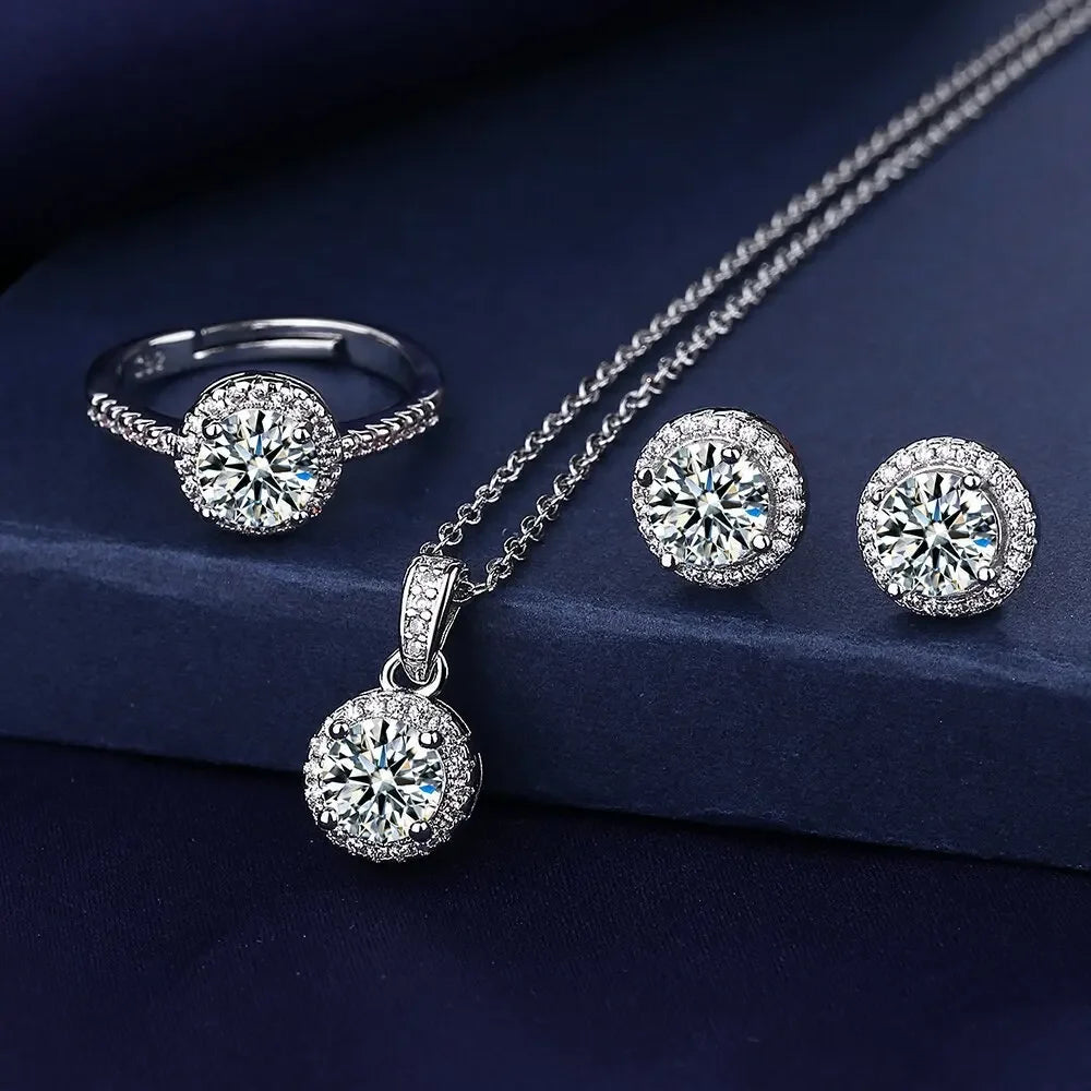 Solitaire Lab Diamond Jewelry set 925 Sterling Silver Moissanite Jewelry - Empire P.E