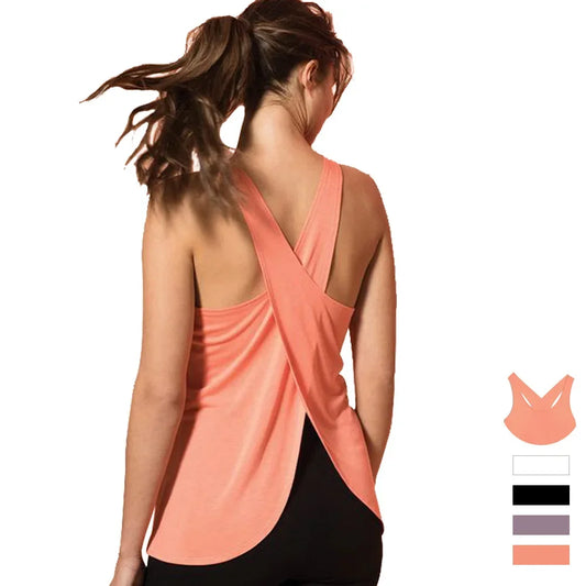 Women's Solid Wrap Back Sports Tank Tops - Empire P.E