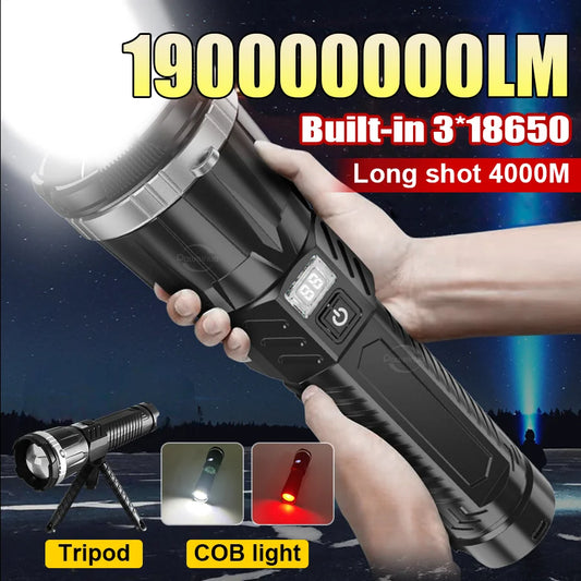 Super Powerful Flashlight Built-in 3*18650 High Power Torch