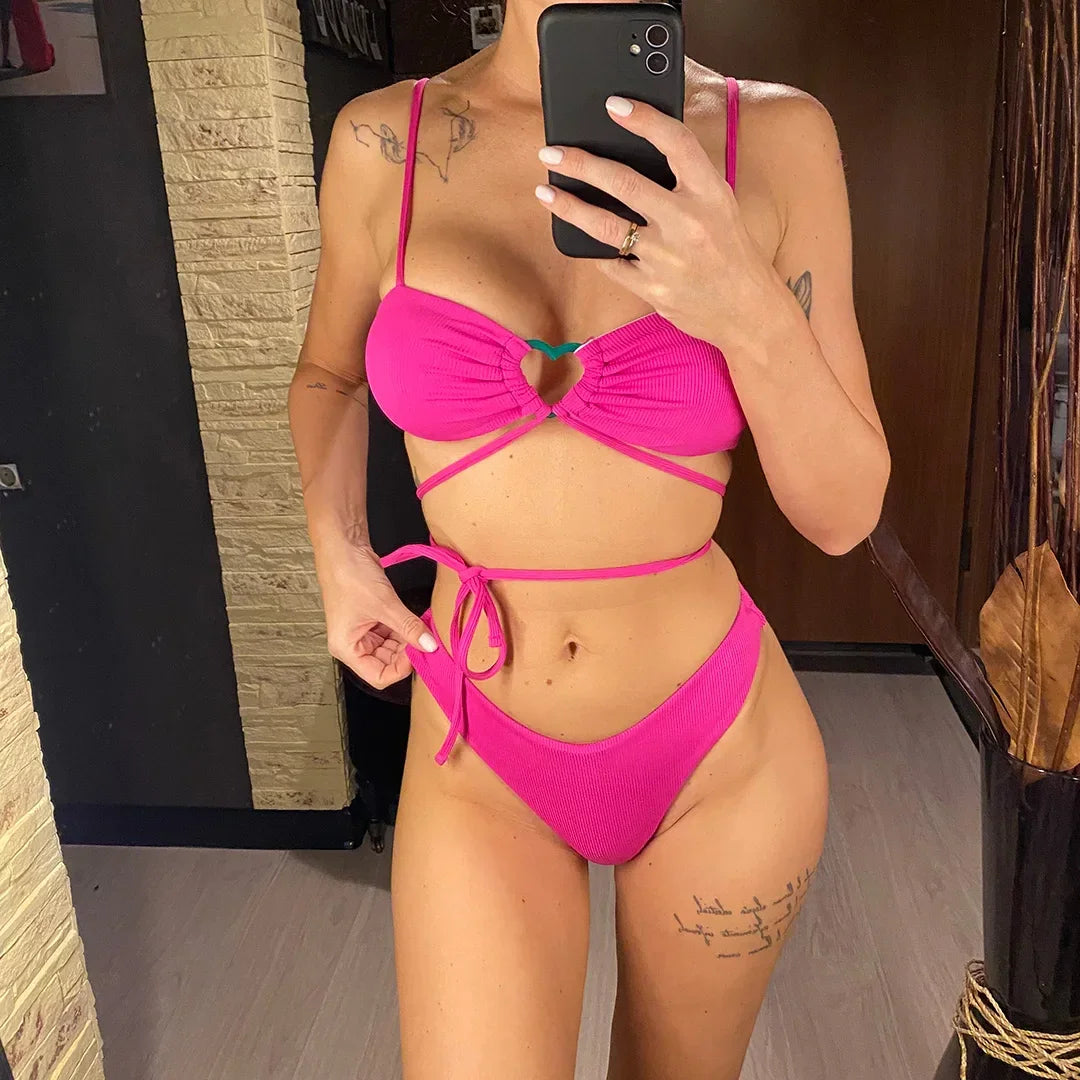 Wrap Around With Skirt Thong Bikini Women Swimwear - Empire P.E