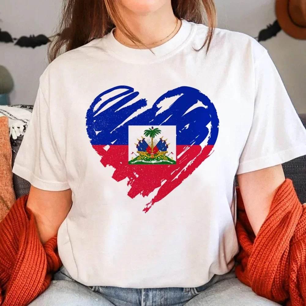 Haiti T Shirt Women Funny Y2K Harajuku T-shirts Female Funny Clothing Aesthetic Clothes Women Clothing - Empire P.E