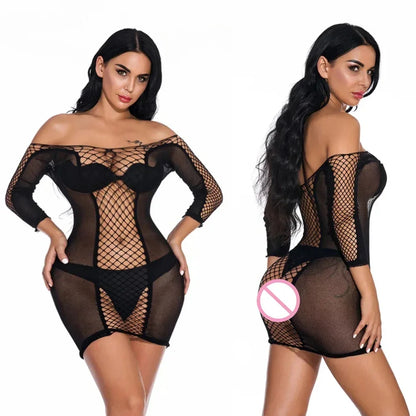 Night Dress Fishnet Hot Erotic Mini Dress Lingerie - Empire P.E