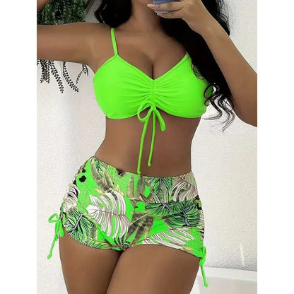 Women's Casual Drawstring Split High Waist Swimsuit 2025