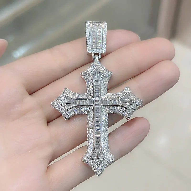Luxury Hiphop Lab Diamond Cross Pendant 925 Sterling Silver - Empire P.E