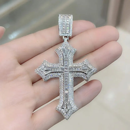 Luxury Hiphop Lab Diamond Cross Pendant 925 Sterling Silver - Empire P.E