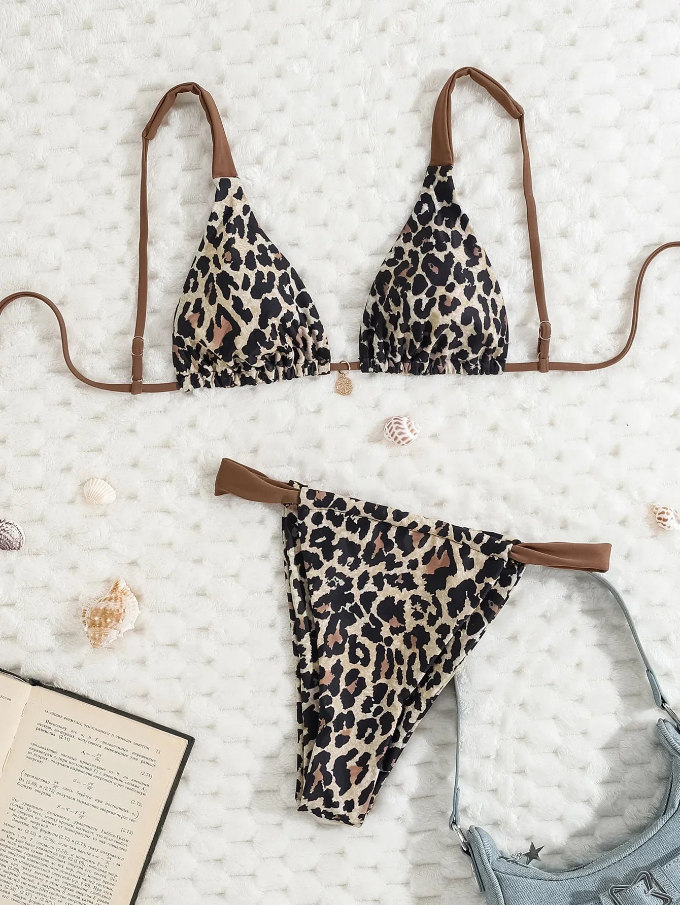 2026 new European and American triangle cup printed sexy bikini split swimsuit