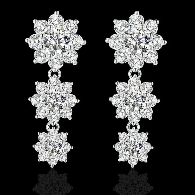 Luxury Flower Moissanite Jewelry Set 925 Sterling Silver Lab Diamond - Empire P.E