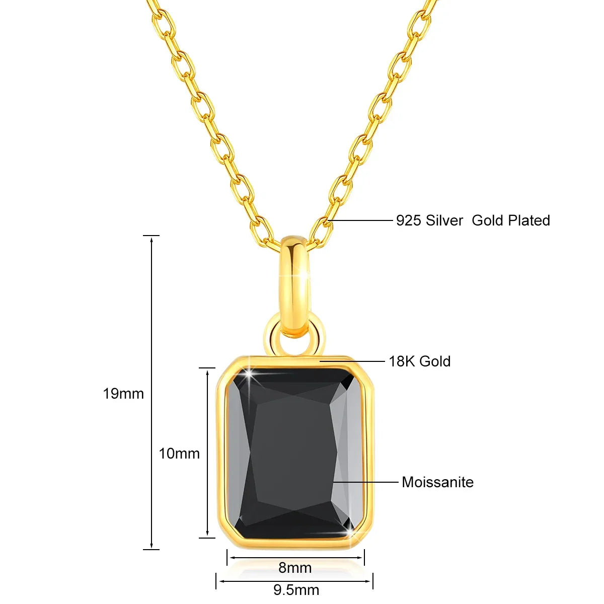 8*10mm Moissanite Necklace Real 18K Gold Pendant Colored Gemstone for Women - Empire P.E