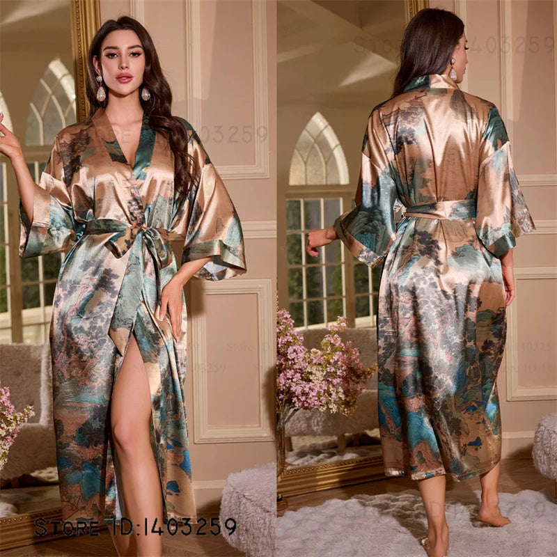 Female Long Robe Loungewear Elegant - Empire P.E