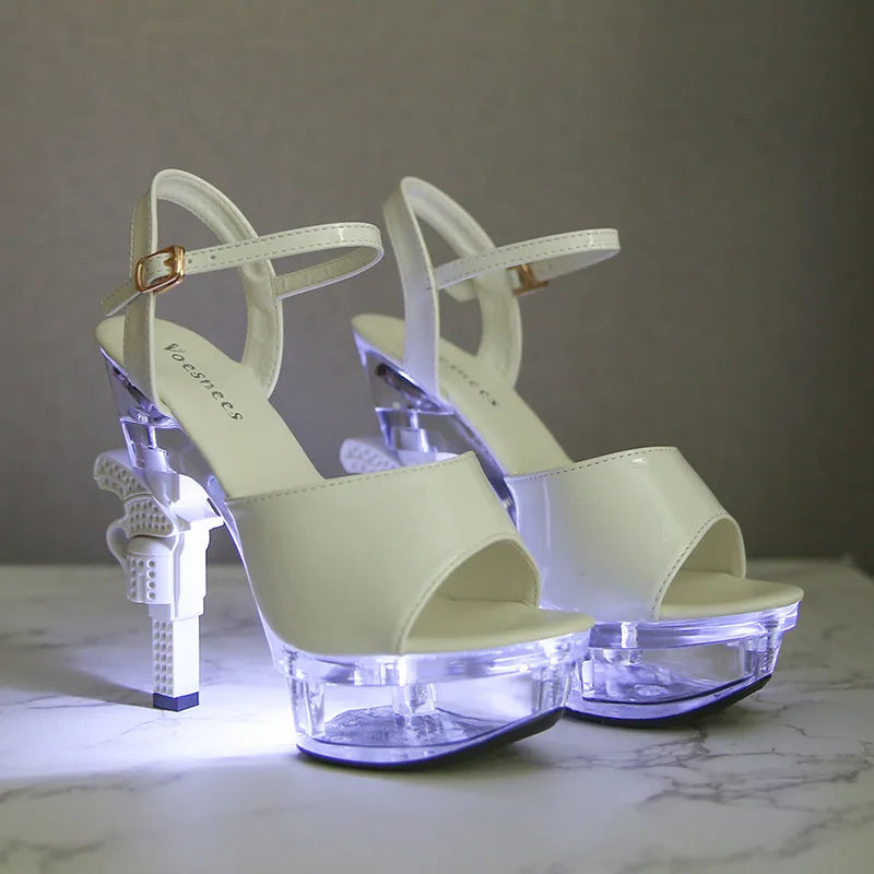 Women's Led lighting  34-43 Crystal High Heels