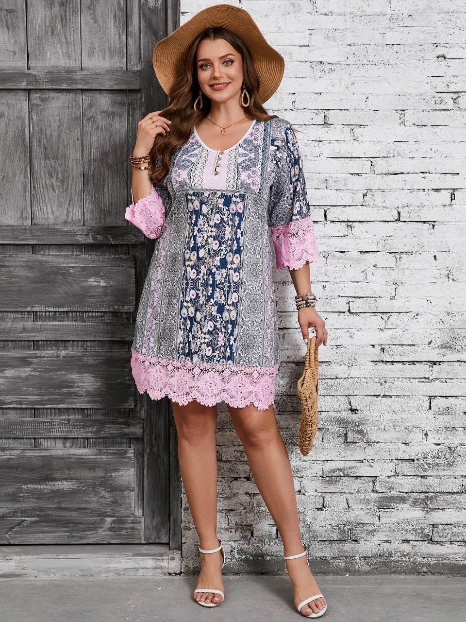 Plus Size Fashion Elegant Women Dress Loose Casual Dress Women Printed Dress New Temperament - Empire P.E