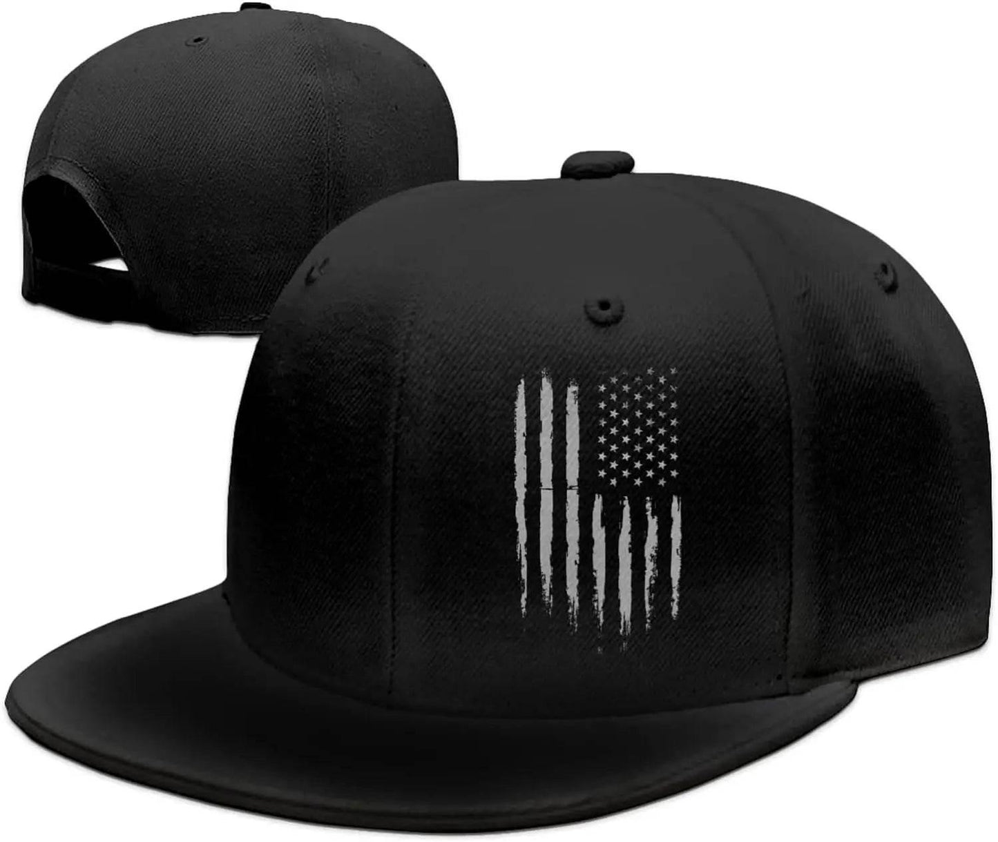 Vintage Black American Flag Snapback Hats for Men Baseball Cap Adjustable Flat Bill Trucker Dad Gift,Husband,Boy Friend - Empire P.E